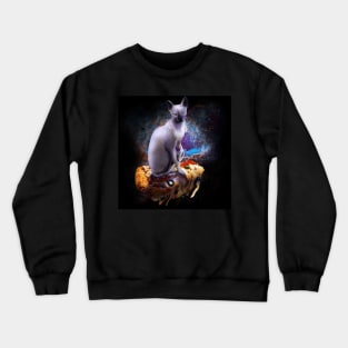 Galaxy Space Sphynx Hairless Cat On Pizza Crewneck Sweatshirt